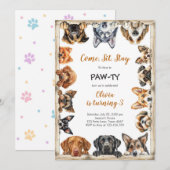 Invitation It's Time to Paw-ty Party Animals Kids Birthday (Devant / Derrière)