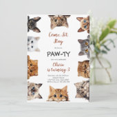 Invitation It's Time to Paw-ty Party Animals Kids Birthday (Debout devant)