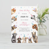 Invitation It's Time to Paw-ty Party Animals Kids Birthday (Debout devant)
