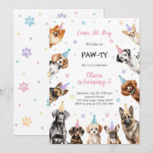 Invitation It's Time to Paw-ty Party Animals Kids Birthday (Devant / Derrière)