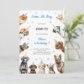 Invitation It's Time to Paw-ty Party Animals Kids Birthday (Debout devant)
