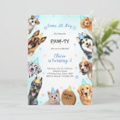 Invitation It's Time to Paw-ty Party Animals Kids Birthday (Debout devant)
