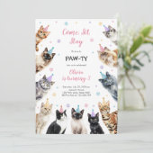 Invitation It's Time to Paw-ty Party Animals Kids Birthday (Debout devant)