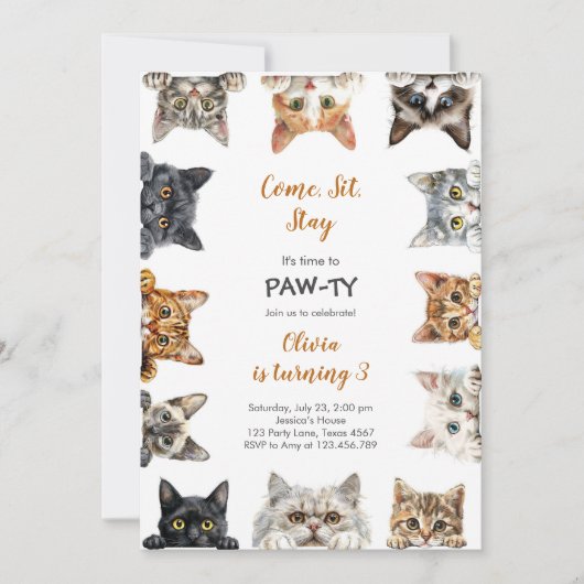 Invitation It's Time to Paw-ty Party Animals Kids Birthday (Devant)