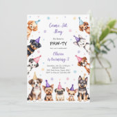 Invitation It's Time to Paw-ty Party Animals Kids Birthday In (Debout devant)