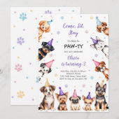 Invitation It's Time to Paw-ty Party Animals Kids Birthday In (Devant / Derrière)