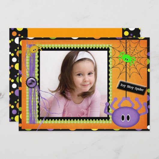 Invitation Itsy Bitsy Spider Anniversaire Halloween (Devant / Derrière)