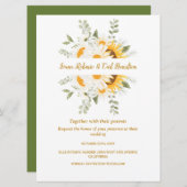 Invitation IVANA Elegant Mariage Fleur Jaune & Blanc (Devant / Derrière)