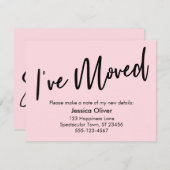 Invitation "I've Moved" Écriture moderne Pastel Pink Card (Devant / Derrière)