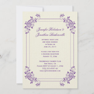 Invitation Ivoire Ancien avec Tourbillons Violets Après-Maria