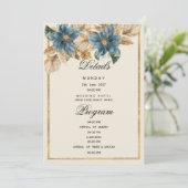 Invitation Ivoire bleu automne printemps fleuri Détails Progr (Debout devant)