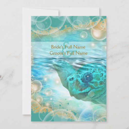 Invitation Ivoire bleu de la tortue de plage (Devant)