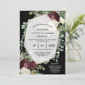 Invitation Ivoire Bourgogne noir moody rose eucalyptus (Debout devant)