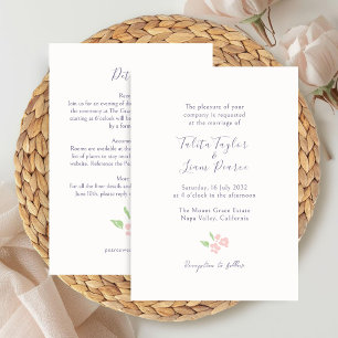 Invitation Ivoire Combiné de détails de mariage floraux à l