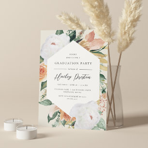Invitation Ivoire Desert Floral Graduation Party