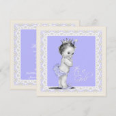 Invitation Ivoire et Lavande Baby Girl Douche (Devant / Derrière)