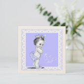 Invitation Ivoire et Lavande Baby Girl Douche (Debout devant)