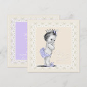 Invitation Ivoire et Lavande Baby Girl Douche (Devant / Derrière)