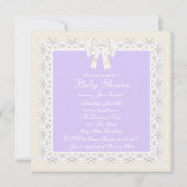 Invitation Ivoire et Lavande Baby Girl Douche (Dos)