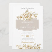 Invitation Ivoire et or rose rustique chic mariage (Devant / Derrière)