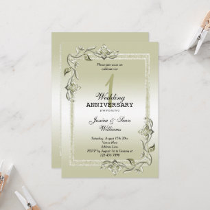 Invitation Ivoire Gemme & Paillettes 1er Anniversaire de Mari