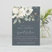 INVITATION IVOIRE GRIS BLANC FLORAL BUNCH SWEET 16 ANNIVERSAI (Debout devant)