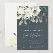 INVITATION IVOIRE GRIS BLANC FLORAL BUNCH SWEET 16 ANNIVERSAI (Devant / Derrière)