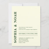 Invitation Ivoire moderne minimal et mariage vert élégant (Devant)