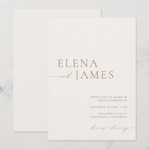 Invitation Ivoire Neutre moderne et Mariage Mocha