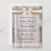 Invitation Ivoire rustique et Mariage en bois Lacé au ruban d (Devant)