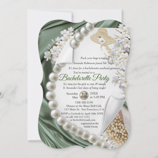 Invitation Ivoire, Vert, Bleu, Fête des mariées de soie et pe (Devant)