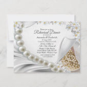 Invitation Ivoire, Vert, Bleu, Soie Or & Pear Dîner de répéti (Devant)