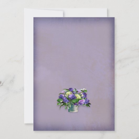 Invitation Ivoiriens et hydrangeas pourpres | Mariage violet (Dos)