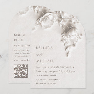 Invitation Ivory 3D Fleurs Roses Mariage Casual