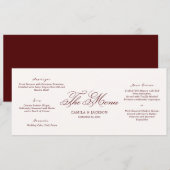 Invitation Ivory and Burgundy Wedding Menu Card (Devant / Derrière)