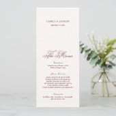 Invitation Ivory And Burgundy Wedding Menu Card (Debout devant)