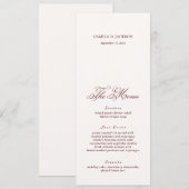 Invitation Ivory And Burgundy Wedding Menu Card (Devant / Derrière)