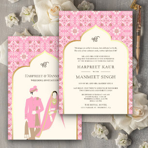 Invitation Ivory Baby Motif rose Anand Karaj Sikh Mariage