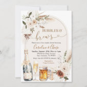 Invitation Ivory Beige Boho Bubbles Brews Couple Douche (Devant)