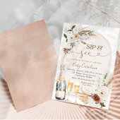 Invitation Ivory Beige Boho Floral Sip et voir Baby shower