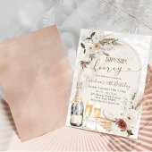Invitation Ivory Beige Boho Floral Sip Hooray Anniversaire