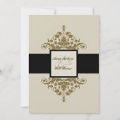 Invitation Ivory Black et Gold Mariage damassé (Devant)
