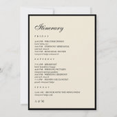 Invitation Ivory & Black Old Money Wedding Itinerary Card (Dos)