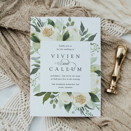 Invitation Ivory Bloom | Aquarelle Mariage de cadre Floral