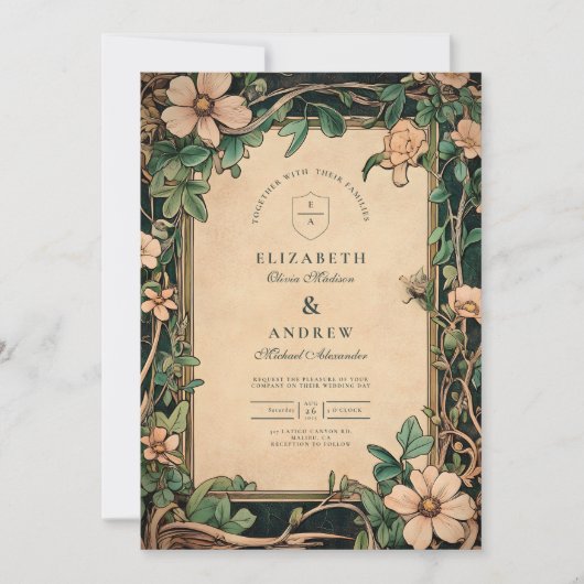 Invitation Ivory Bloom Art nouveau Mariage (Devant)