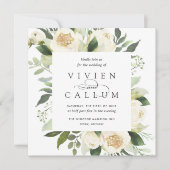 Invitation Ivory Bloom | Mariage Carré aquarelle (Devant)