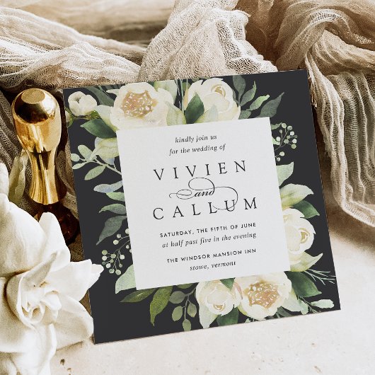 Invitation Ivory Bloom | Mariage Carré aquarelle