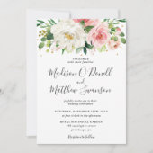 Invitation Ivory Blush rose Floral Mariage (Devant)