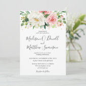 Invitation Ivory Blush rose Floral Mariage (Debout devant)