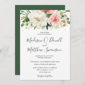 Invitation Ivory Blush rose Floral Mariage (Devant / Derrière)